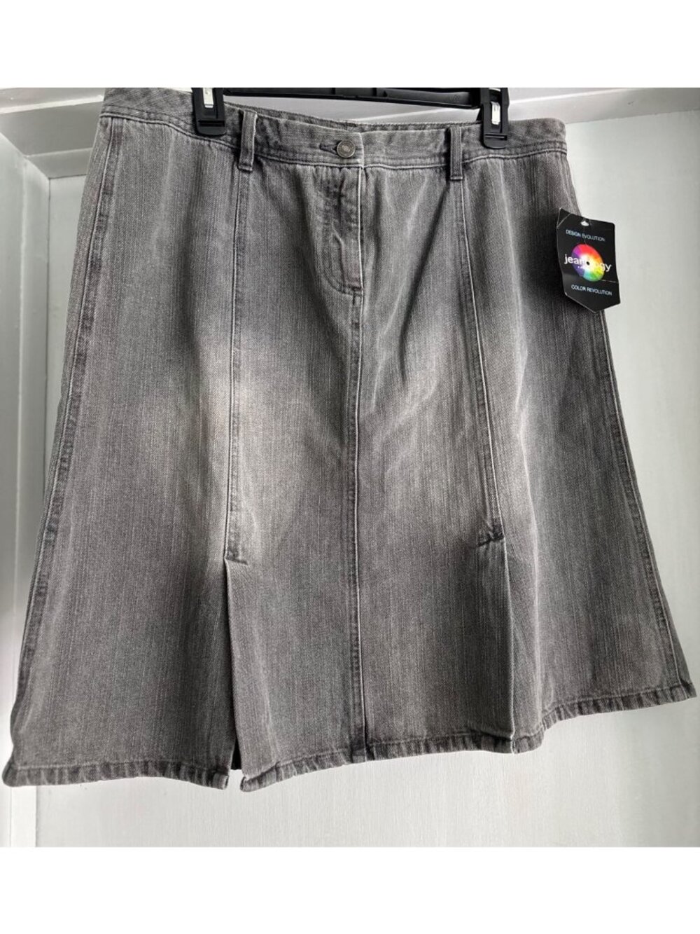 Vintage NWT Jeanology  Collection Gray Denim Slit Skirt Casual Chic Size Women’s
